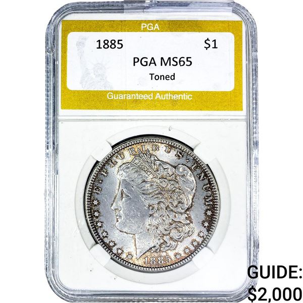 1885 Morgan Silver Dollar PGA MS65 Toned
