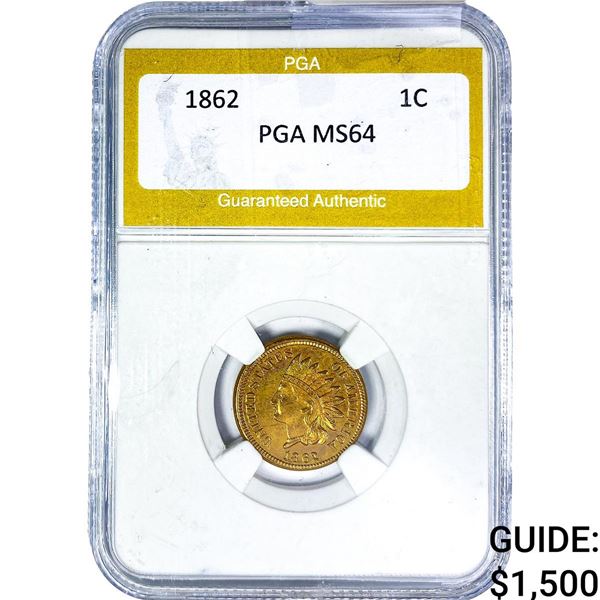 1862 Indian Head Cent PGA MS64