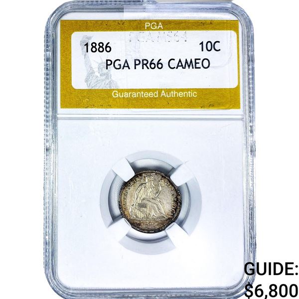 1886 Seated Liberty Dime PGA PR66 Cameo