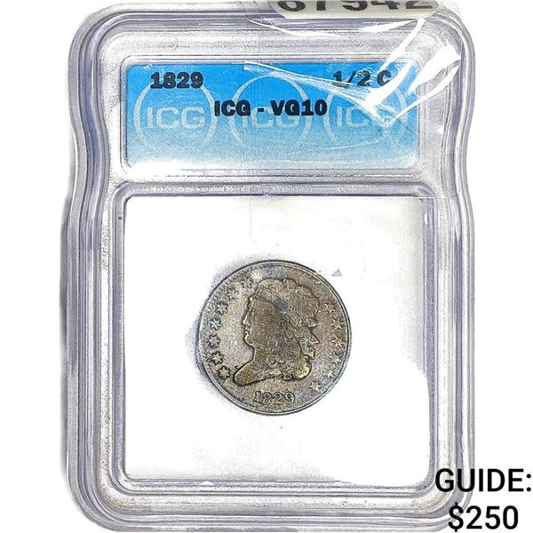 1829 Classic Head Half Cent ICG VG10