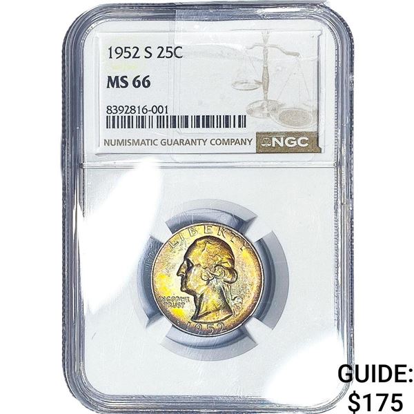 1952-S Washington Silver Quarter NGC MS66