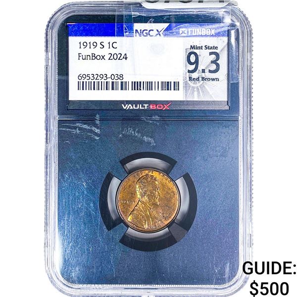 1919-S Wheat Cent NGC MS 9.3 RB