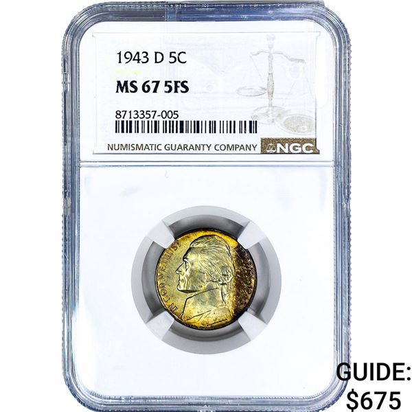 1943-D Jefferson Nickel NGC MS67 5FS