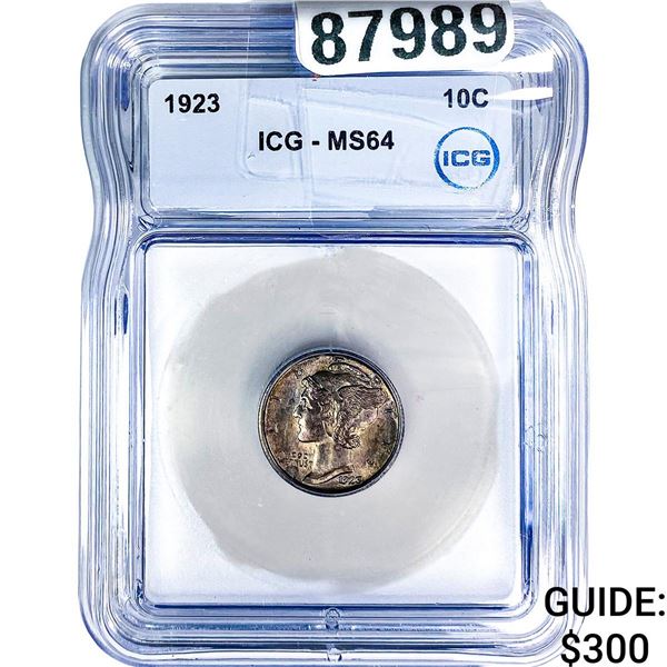 1923 Mercury Silver Dime ICGS MS64