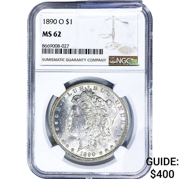 1890-O Morgan Silver Dollar NGC MS62