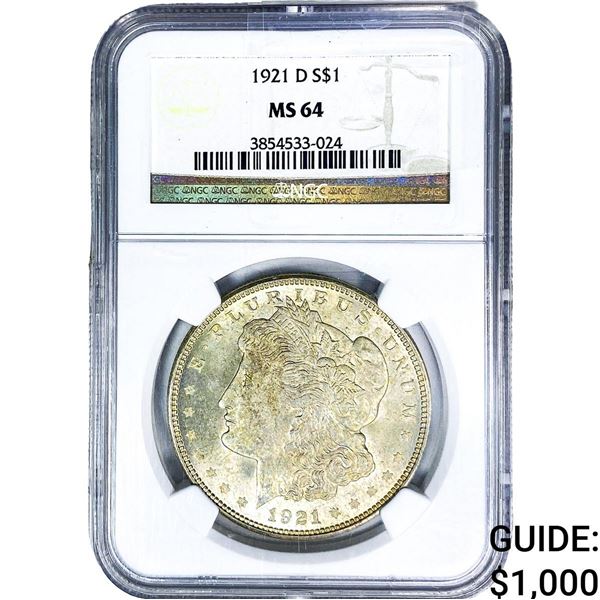 1921-D Morgan Silver Dollar NGC MS64