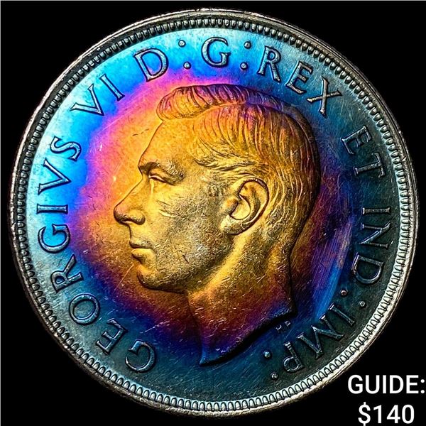 1939 Canada Silver 1 Dollar Toned UNCIRCULATED