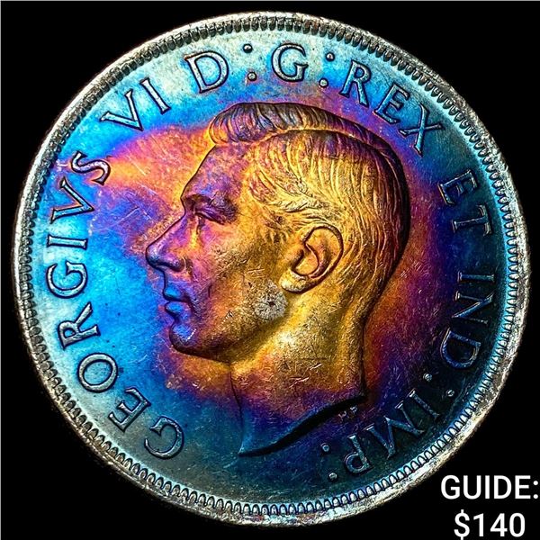 1939 Canada Silver 1 Dollar Toned UNCIRCULATED