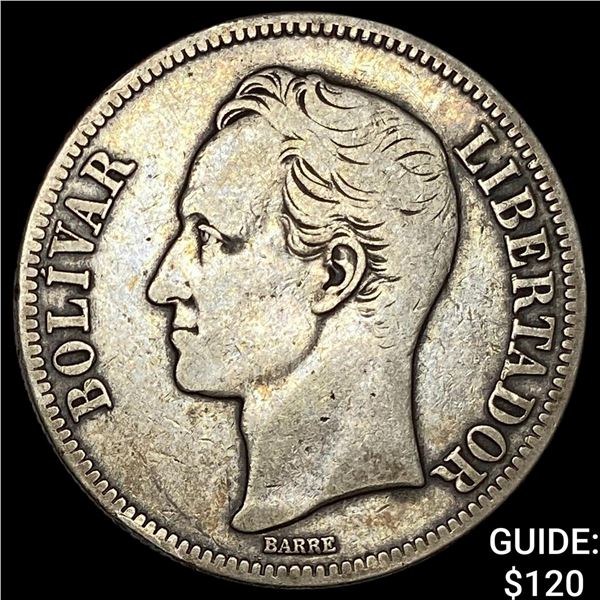 Venezuela 1 SIlver Bolivar 1935 CLOSELY UNCIRCULATED