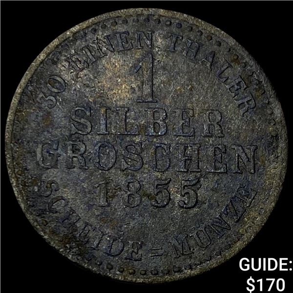 1855 German Hesse-Cassel Silver Groschen NEARLY UNCIRCULATED