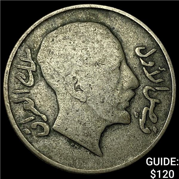1931 Iraq Silver 50 Fils NEARLY UNCIRCULATED