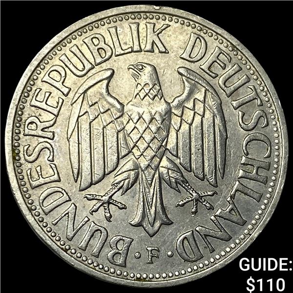 1956-F Germany Copper-Nickel Mark NEARLY UNCIRCULATED