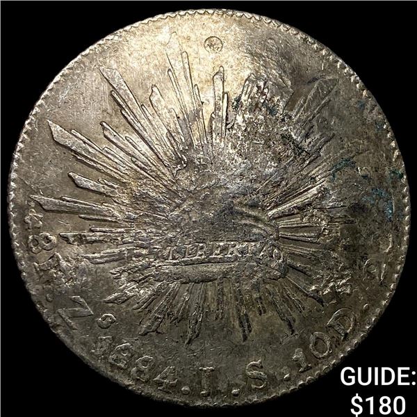 1884 Mexico Silver 8 Reales Chopmarks NEARLY UNCIRCULATED
