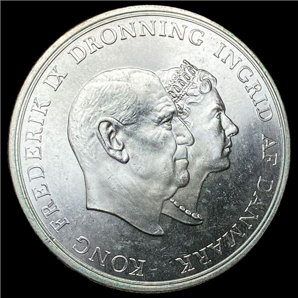 1960 Denmark Silver 5 Koroner CLOSELY UNCIRCULATED