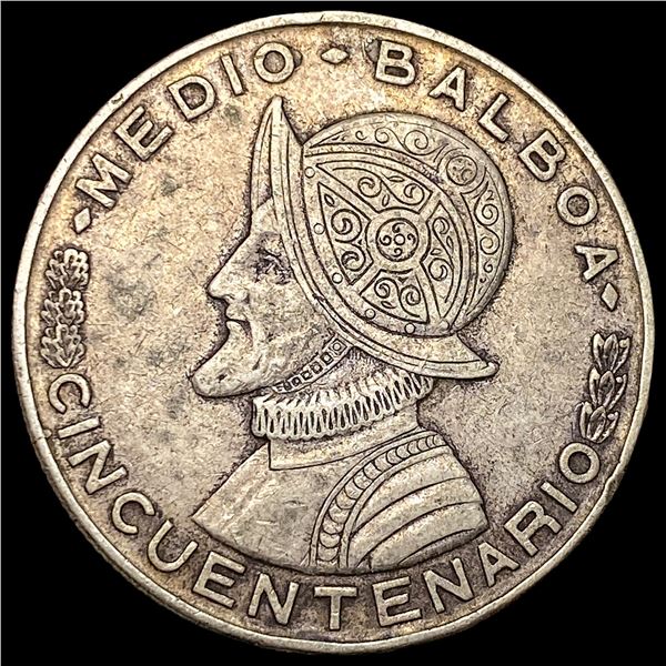1953 Panama Silver Half Balboa CLOSELY UNCIRCULATED