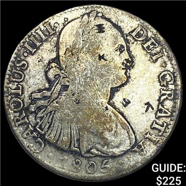 1805 Mo Mexico Silver 8 Reales Chopmark