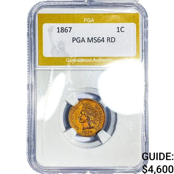 1867 Indian Head Cent PGA MS64 RD