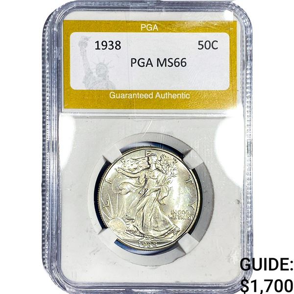 1938 Walking Liberty Half Dollar PGA MS66