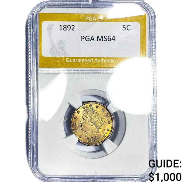 1892 Liberty Victory Nickel PGA MS64