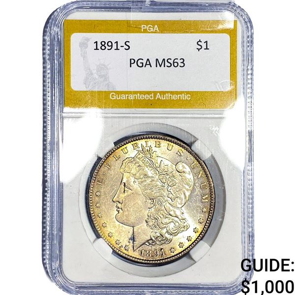 1891-S Morgan Silver Dollar PGA MS63