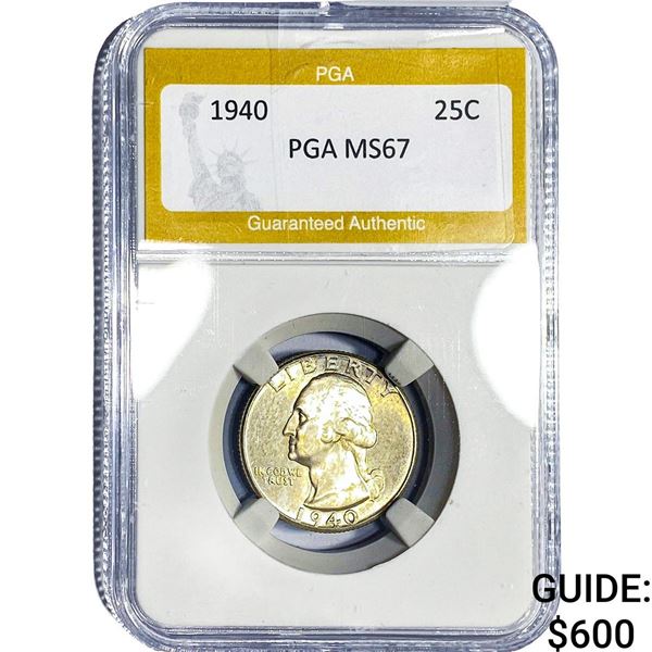1940 Washington Silver Quarter PGA MS67