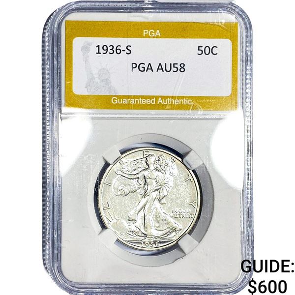1936-S Walking Liberty Half Dollar PGA AU58