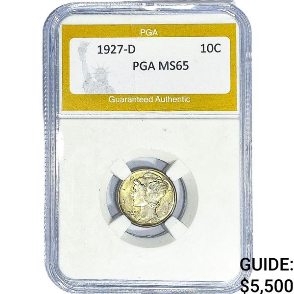 1927-D Mercury Silver Dime PGA MS65