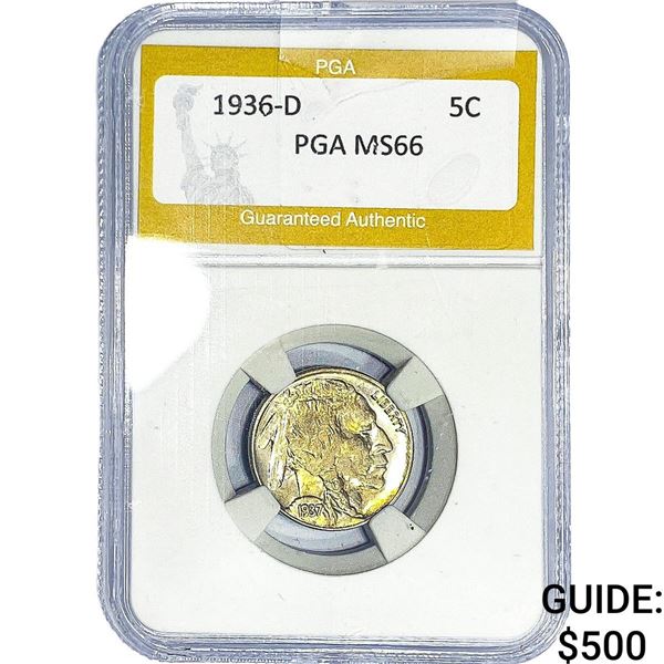 1936-D Buffalo Nickel PGA MS66