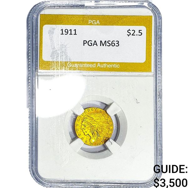 1911 $2.50 Gold Quarter Eagle PGA MS63