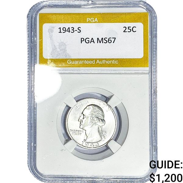 1943-S Washington Silver Quarter PGA MS67