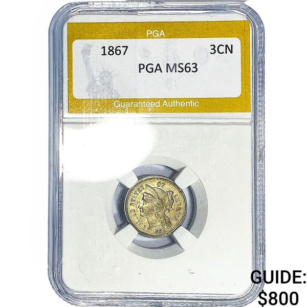 1867 Nickel Three Cent PGA MS63