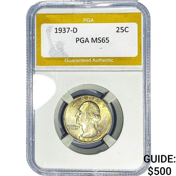 1937-D Washington Silver Quarter PGA MS65