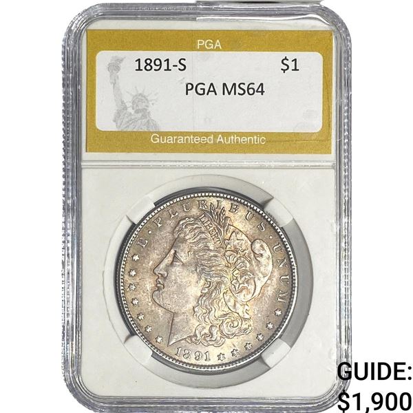 1891-S Morgan Silver Dollar PGA MS64