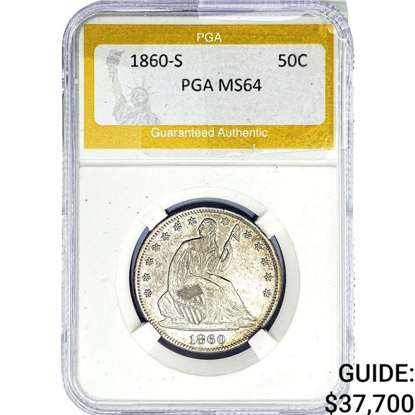 1860-S Seated Liberty Half Dollar PGA MS64