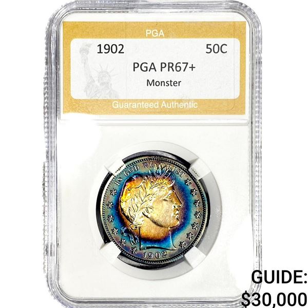 1902 Barber Half Dollar PGA MS66+ Monster