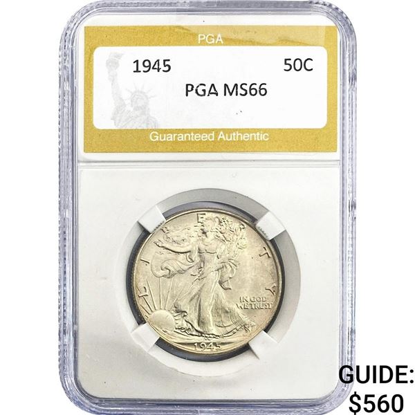 1945 Walking Liberty Half Dollar PGA MS66