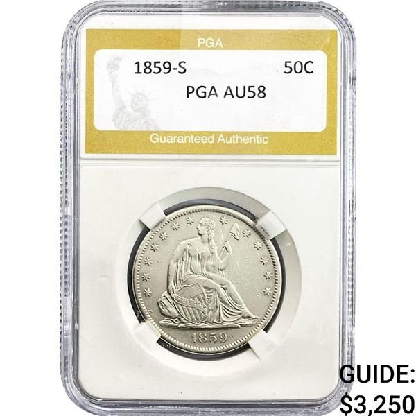 1859-S Seated Liberty Half Dollar PGA AU58