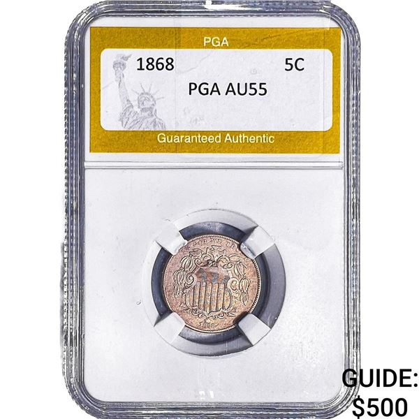 1868 Shield Nickel PGA AU55