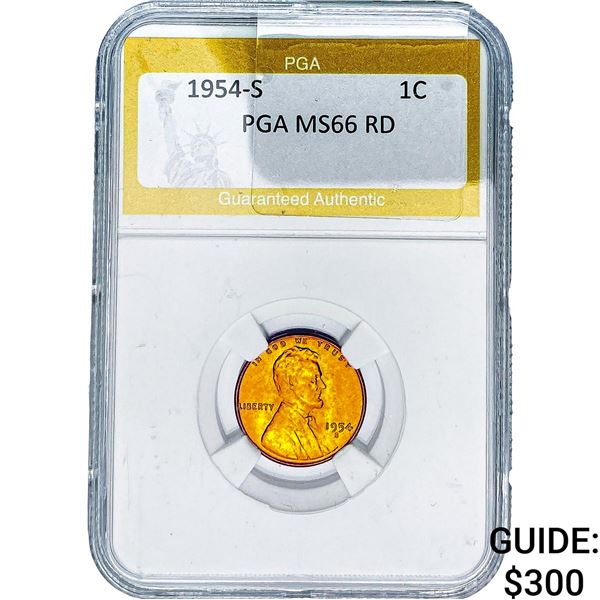 1954-S Wheat Cent PGA MS66 RD