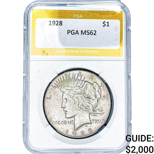 1928 Silver Peace Dollar PGA MS62