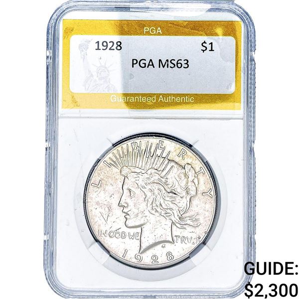 1928 Silver Peace Dollar PGA MS63