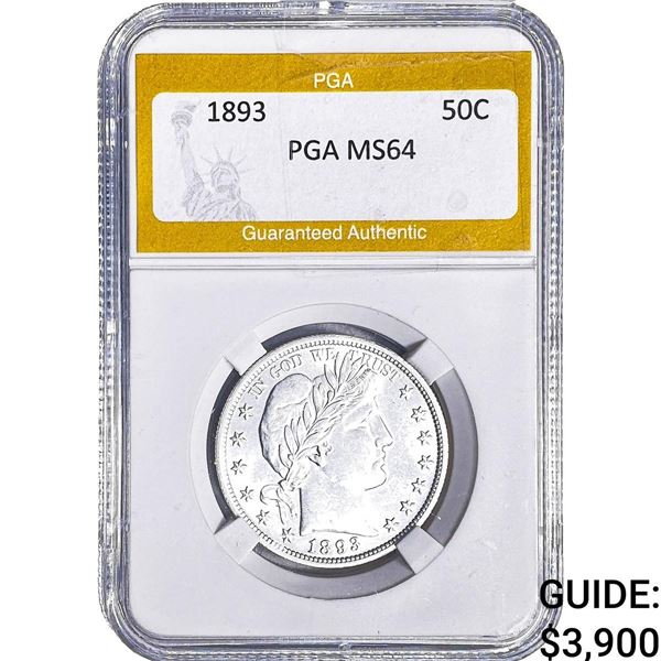 1893 Barber Half Dollar PGA MS64