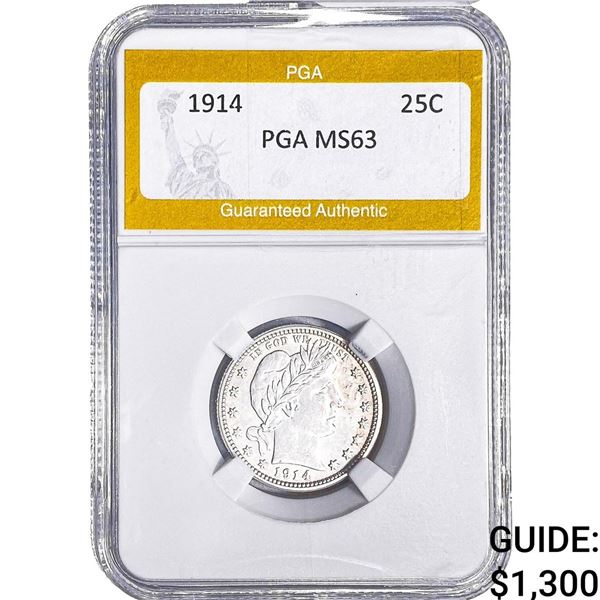 1914 Barber Quarter PGA MS63