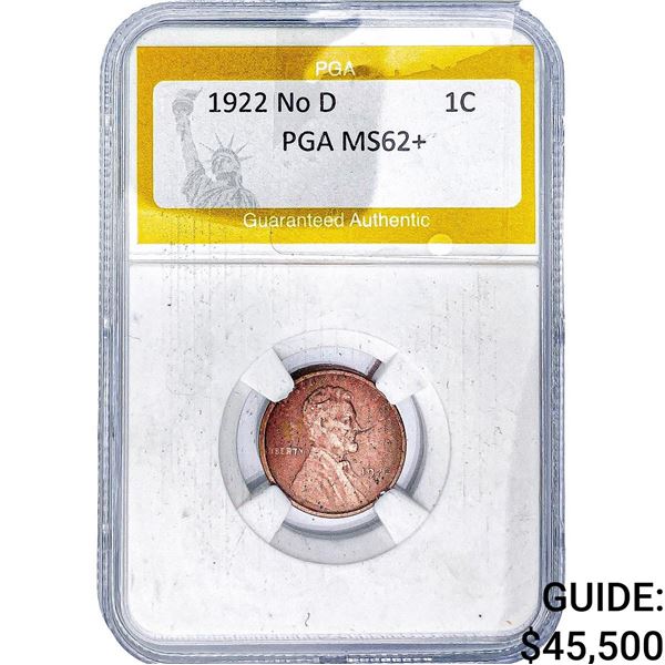 1922 No D Wheat Cent PGA MS62+