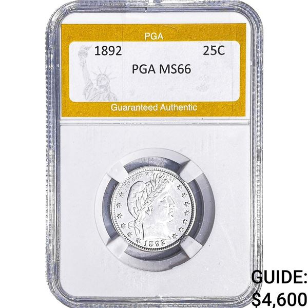 1892 Barber Quarter PGA MS66