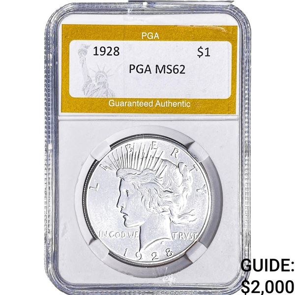 1928 Silver Peace Dollar PGA MS62