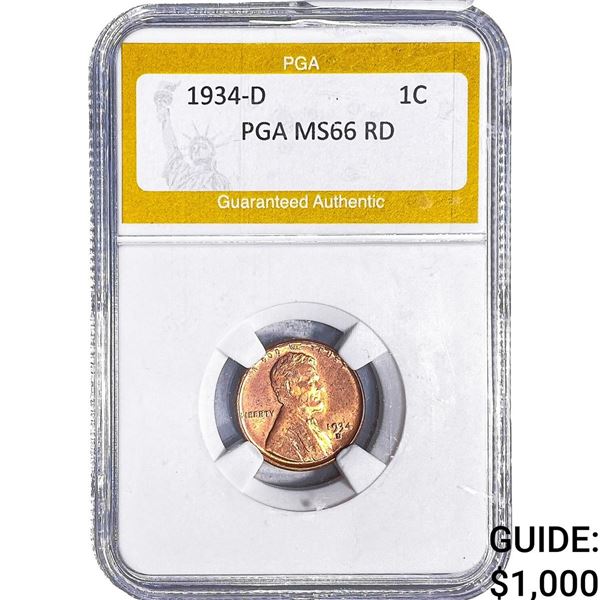 1934-D Wheat Cent PGA MS66 RD
