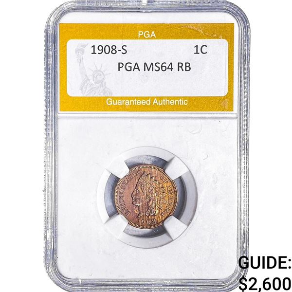 1908-S Indian Head Cent PGA MS64 RB