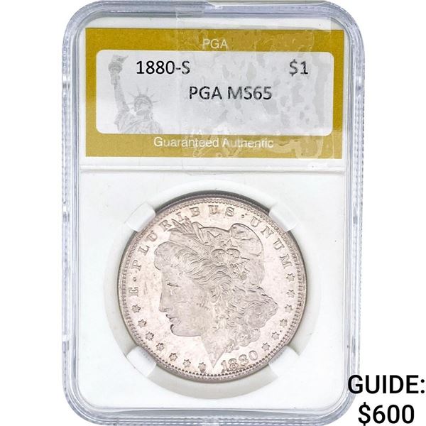 1880-S Morgan Silver Dollar PGA MS65