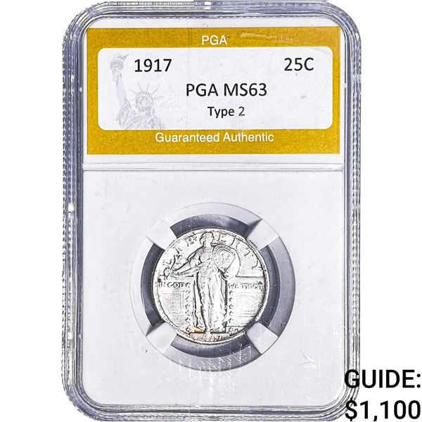 1917 Standing Liberty Quarter PGA MS63 Type 2